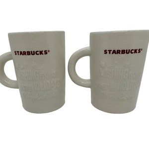 STARBUCKS Coffee Mugs 2010 Wishing Holidays White 10oz Christmas